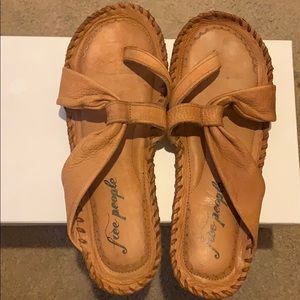 Free People Brown Flat Slip On Sandals